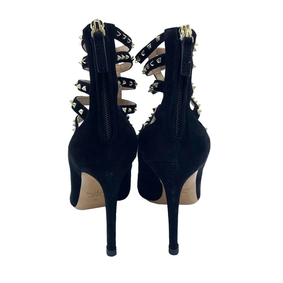 Valentino Black Suede Lovestud Ankle Heel Booties - Picture 5 of 8